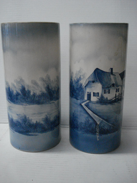 2 vazen blauw boerderij decor