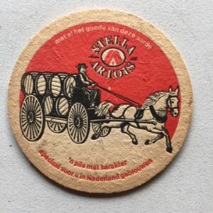 Stella Artois Bierviltje met bierkisten paard en wagen