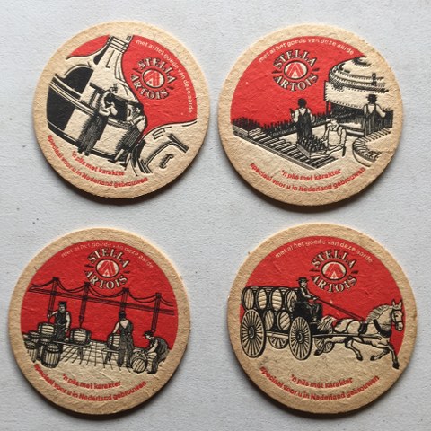 Stella Artois Bierviltje met bierkisten paard en wagen